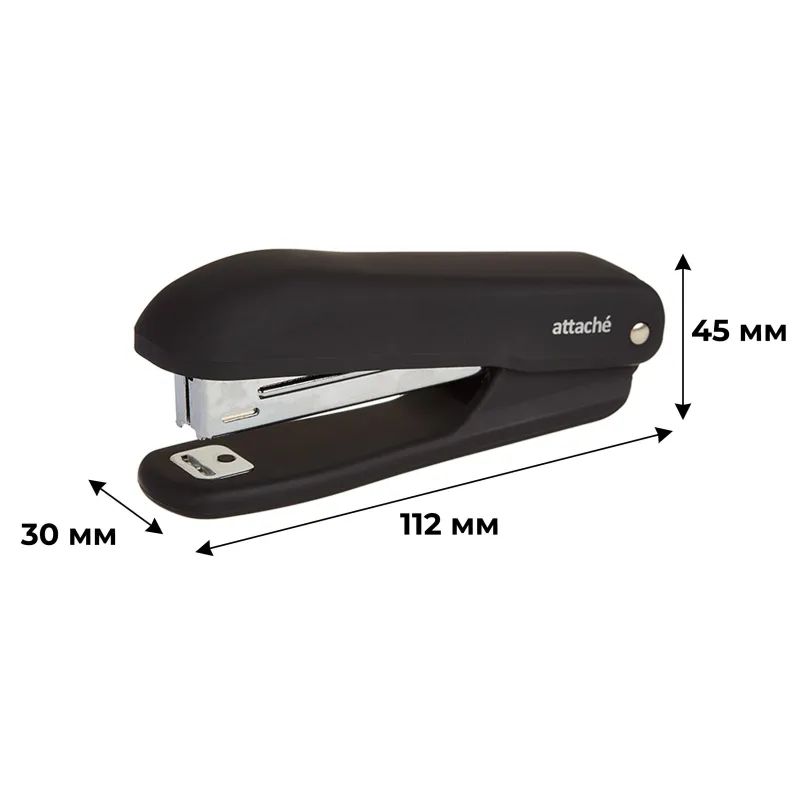 Степлер Attache Comfort  до 12 лист., soft touch покрыт,черн,№10 антистеп