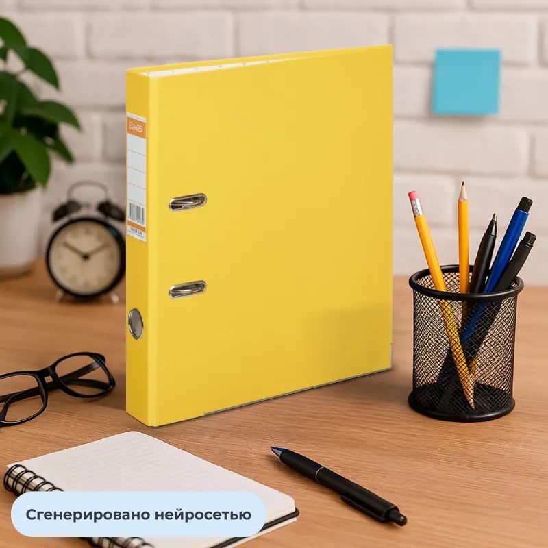 Папка-регистратор ECONOMY PLUS, 50мм,желт,ПБП1,карм.кор,мет.уг