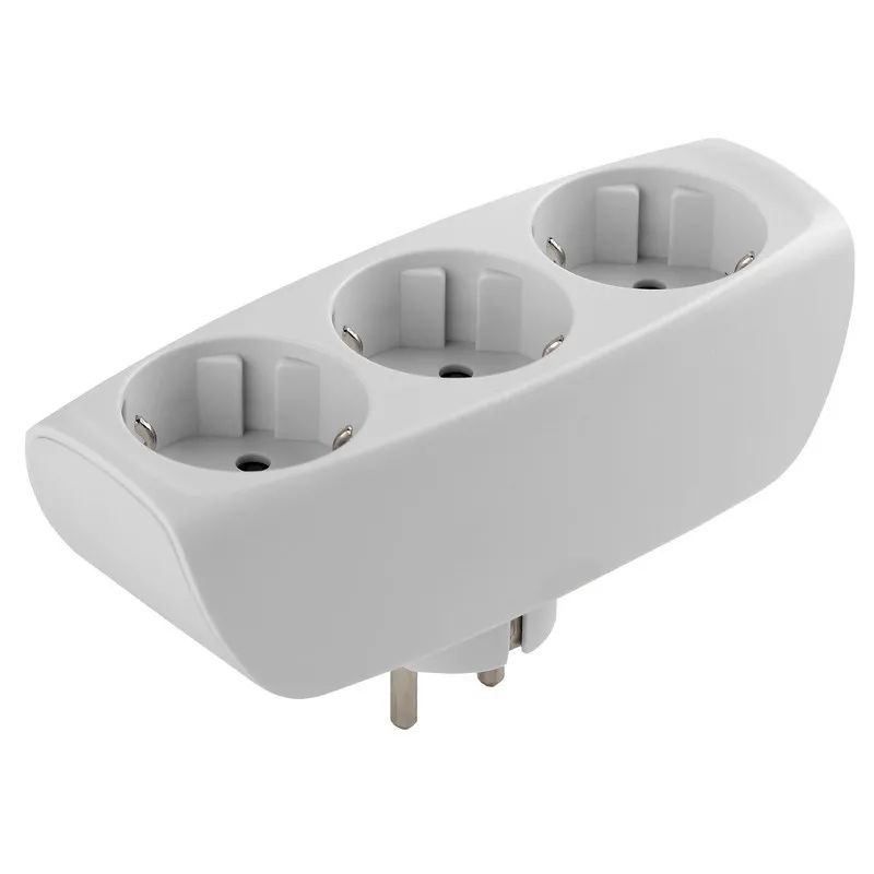 Тройник ЭРА, 3 роз/16А/3500Вт, с заземл, со шторками, белый, SP-3e-W