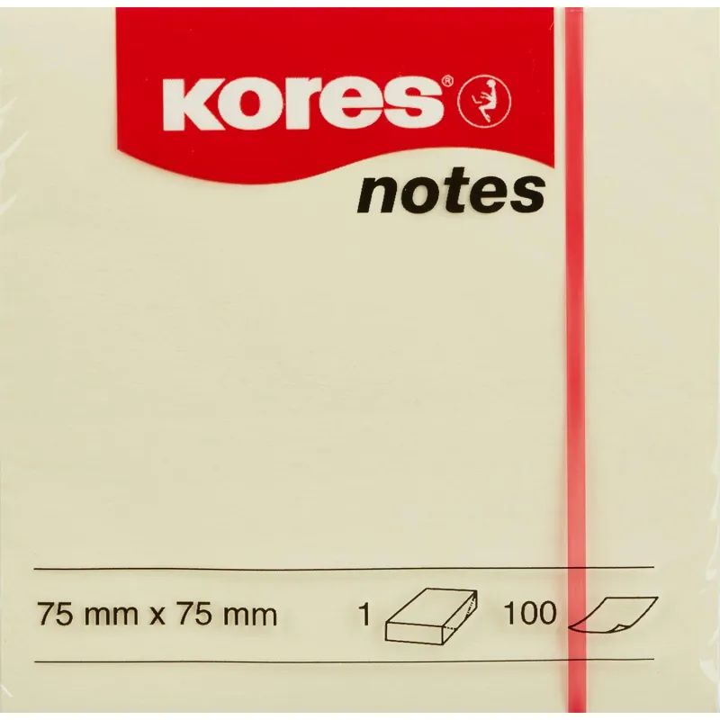 Стикеры Kores бум.для зам. 75х75 желтая 100л. &#039;46075