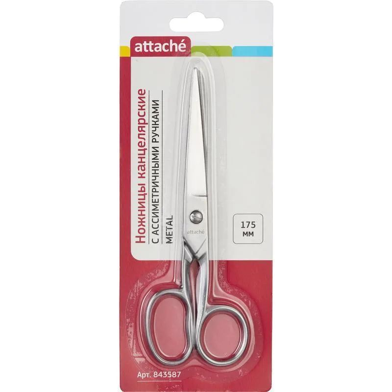 Ножницы Attache Metal 175 мм, ассиметричные ручки,цельнометаллические