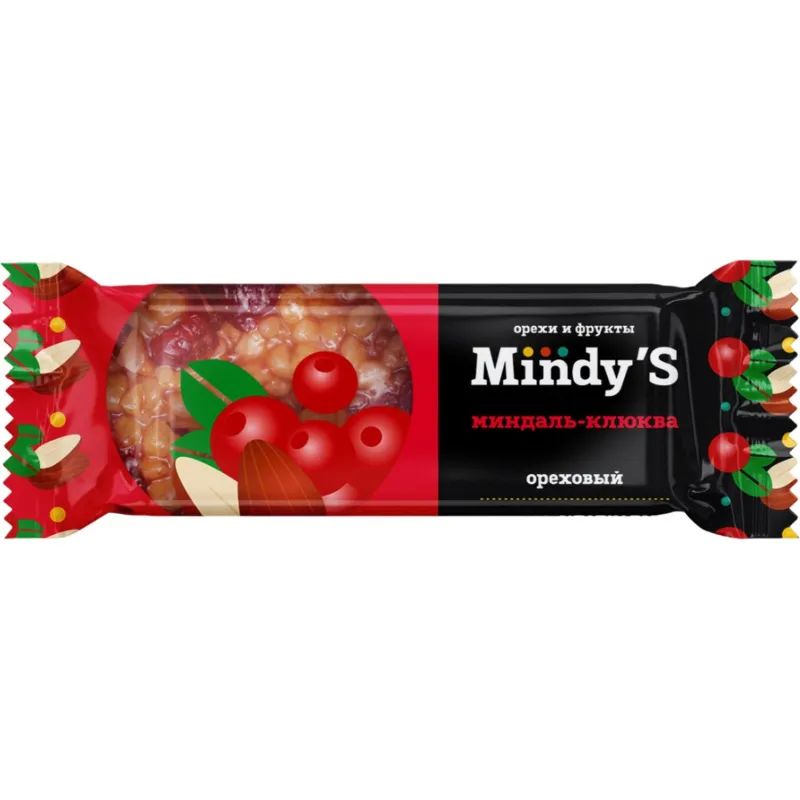 Батончик глазированный Mindy&#039;s Миндаль-Клюква, 30штx35г