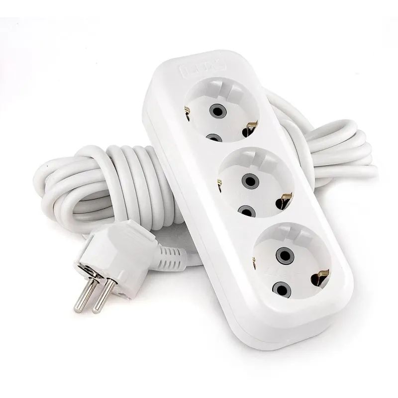 Удлинитель LUX У3-Е-05 3 входа 5м с заземлением, 250В, 16А