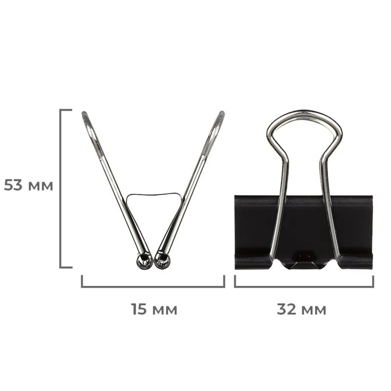 Зажимы для бумаг ассорти (19мм,25мм,32мм), 12шт/уп Attache, пласт.бокс