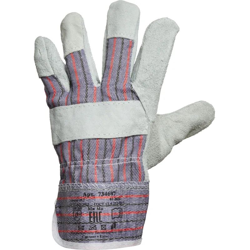 Перчатки защитные спилковые комбинированные Эконом