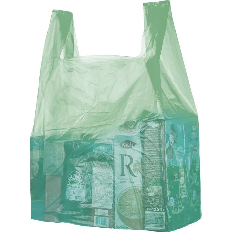 Пакет-майка ПНД 38+20х68 15мкм 100шт./уп. цветн