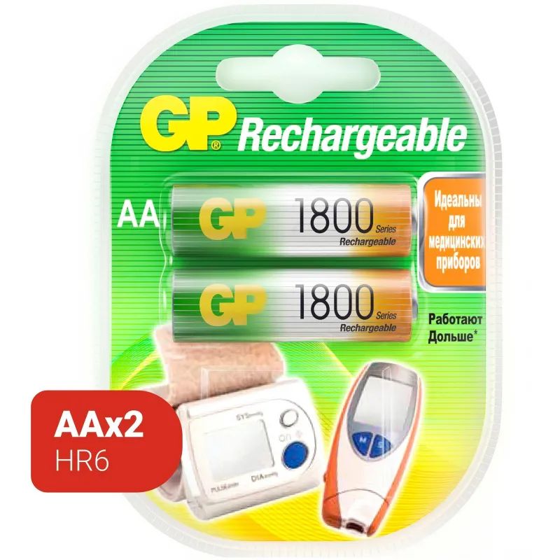 Аккумулятор GP 1800mAh АА 180AAHC-2DECRC2/ 180AAHCRGY-2CRC82 бл/2шт
