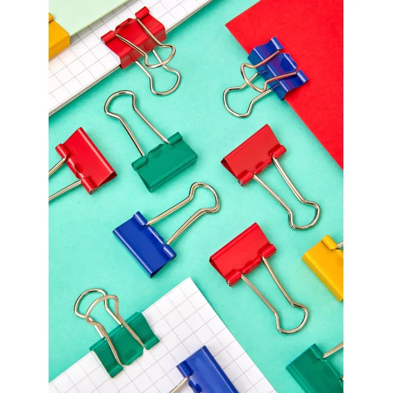 Зажимы для бумаг 19мм 48шт./уп. Комус цветные, в пласт. боксе