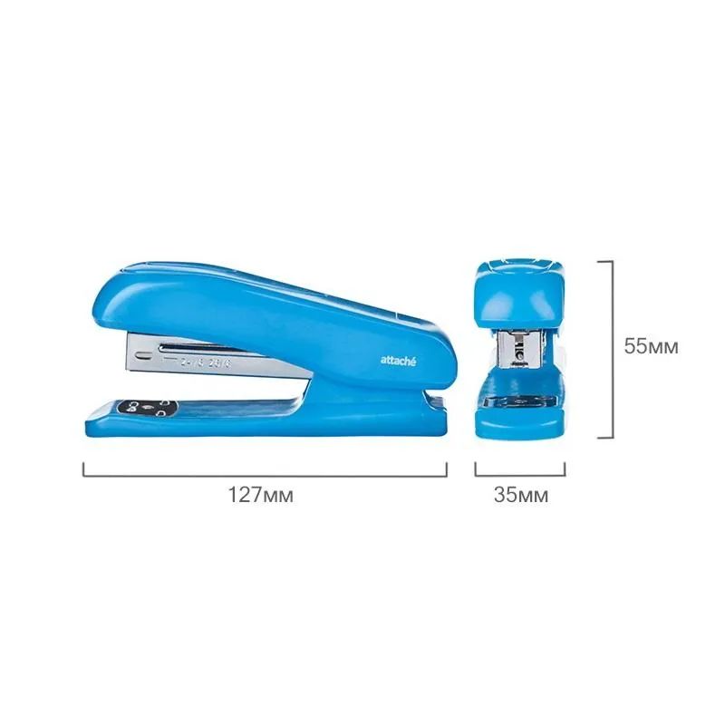 Степлер Attache Economy до 25 листов, 24/6, 26/6, пласиковый корпус, синий