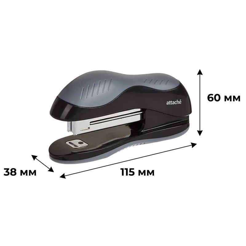 Степлер Attache leader до 15 листов, черный/серый, №10 антистеп