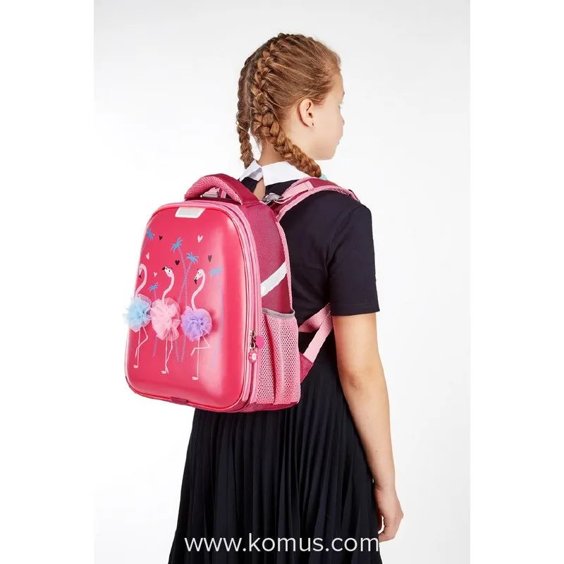 Ранец Basic Flamingo,2 отд., эргоном. спинка, экокожа, светящ.кант