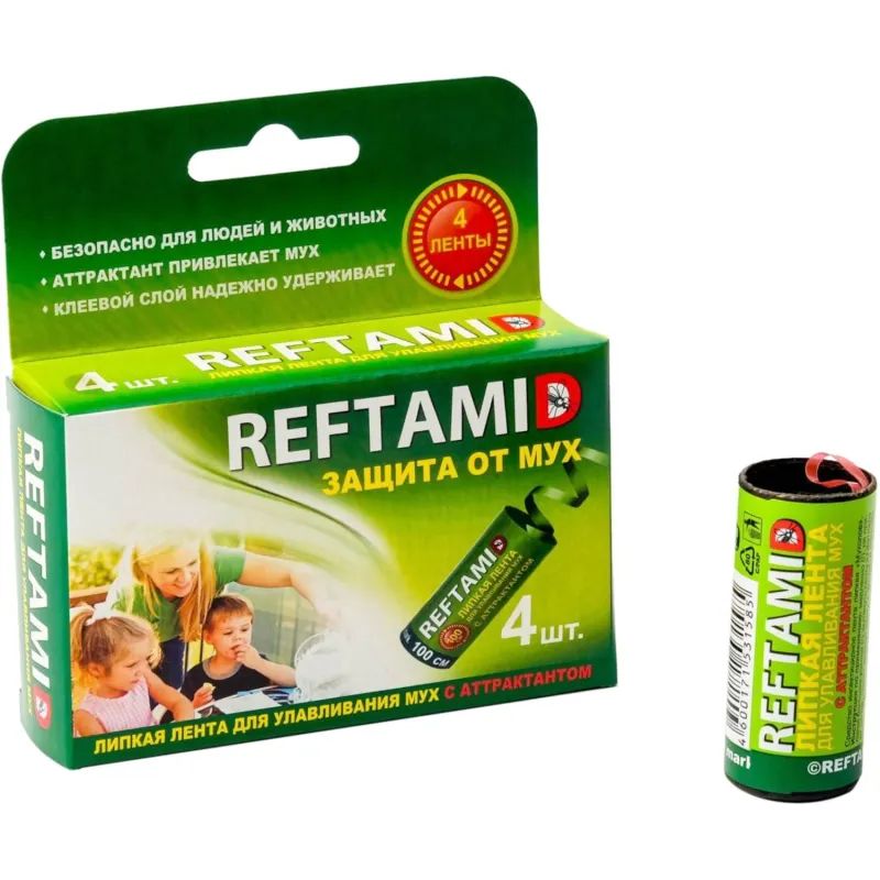 Средство от насекомых РЕФТАМИД липкая лента от мух 4 шт