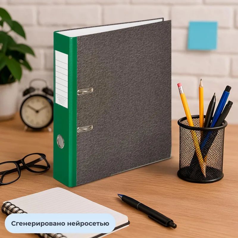 Папка-регистратор 75 мм Attache мрамор,мет.уг.,зел.корешок,карм.кор,бум/бум