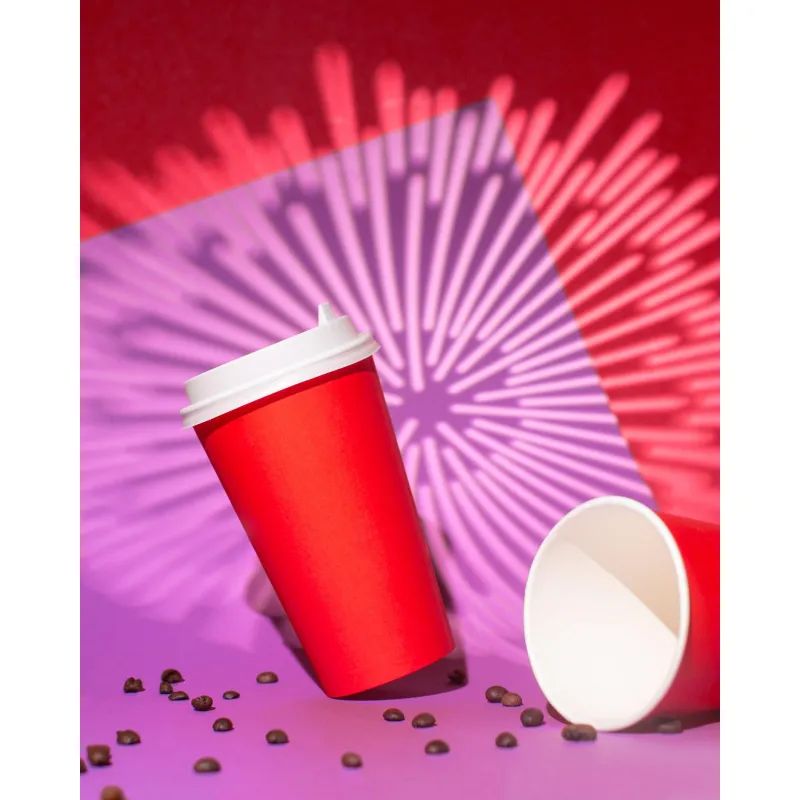 Стакан одноразовый бум 1-сл. d-90мм 300мл красный КОМУС 50шт/уп