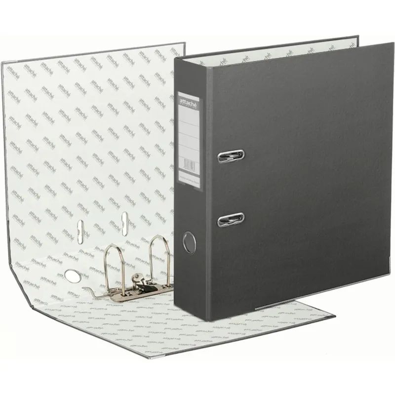 Папка-регистратор ECONOMY PLUS, 80мм, серый,ПБП1, карм.кор.,мет.уг