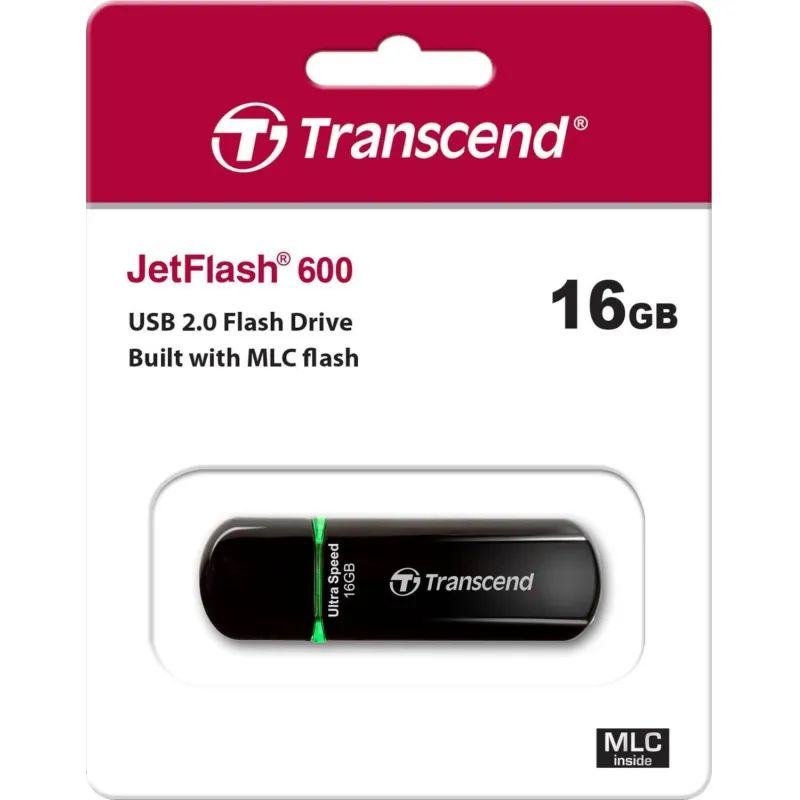 Флеш-память Transcend JetFlash 600, 16Gb, USB 2.0, чер, TS16GJF600