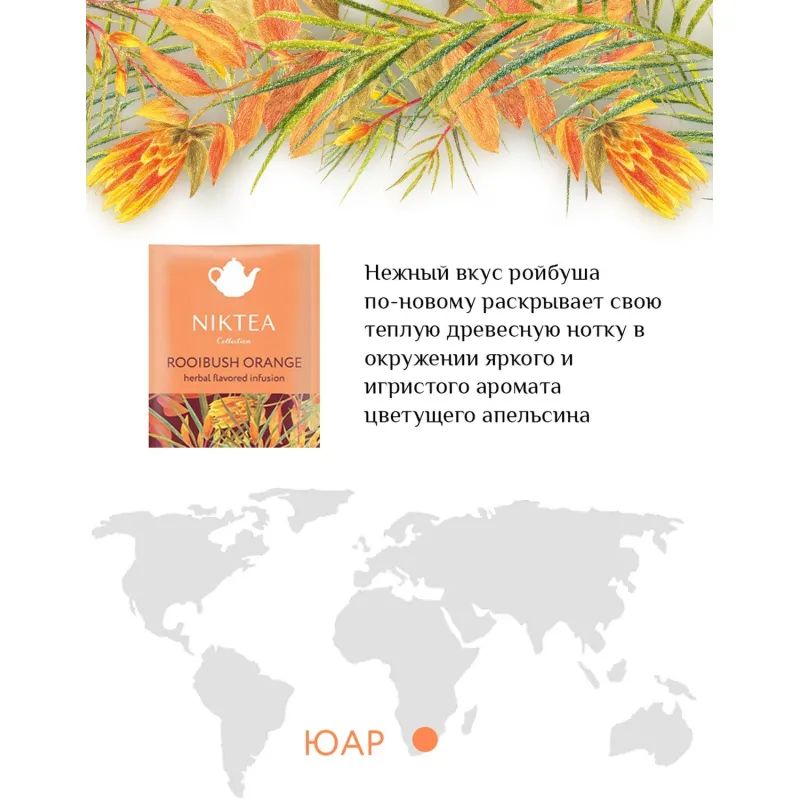 Чай NIKTEA ройбуш оранж, 25 пакx2гр/уп