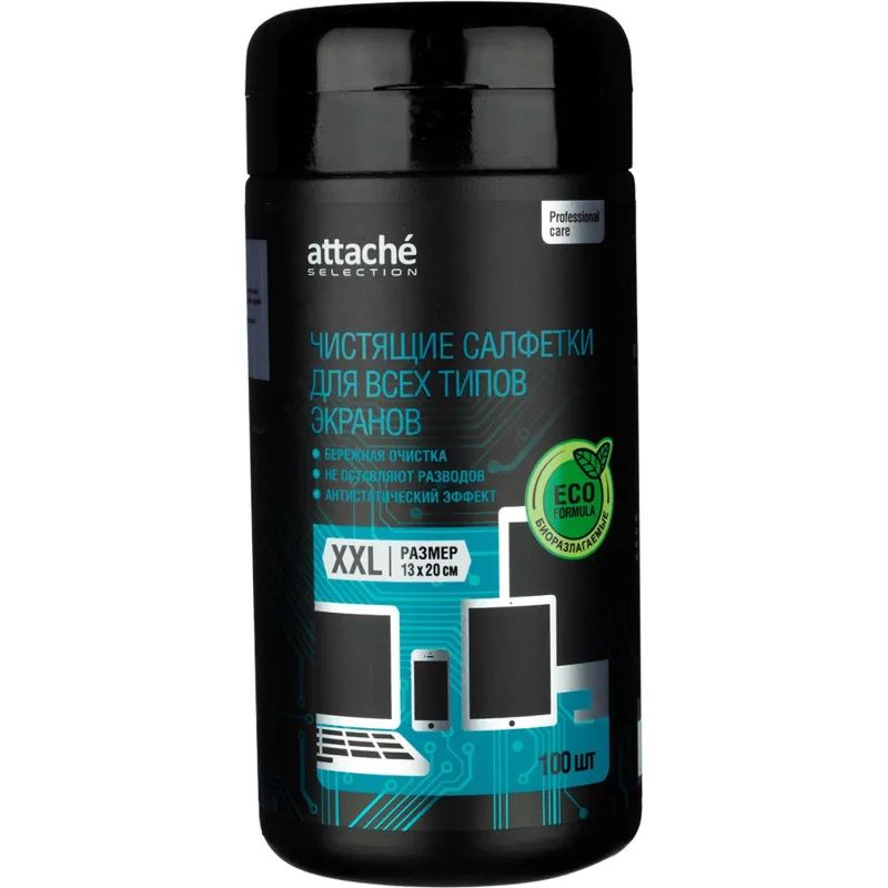 Салфетки д/экранов Luscan, туба, 100 шт, XXL, 13х20