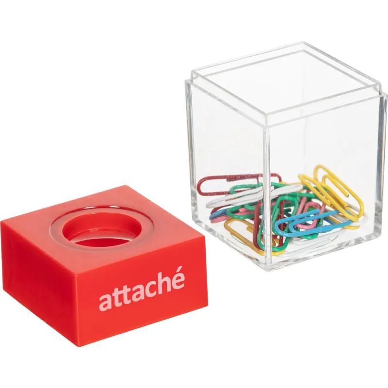 Скрепочница Attache магнит, с цвет. скрепками 28 мм (20шт.) цвет в ассорт.