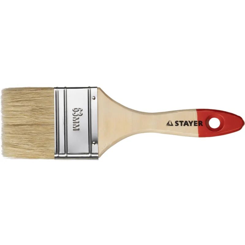 Кисть плоская 2,5&quot;/63 мм, натур.щетина STAYER 0101-063