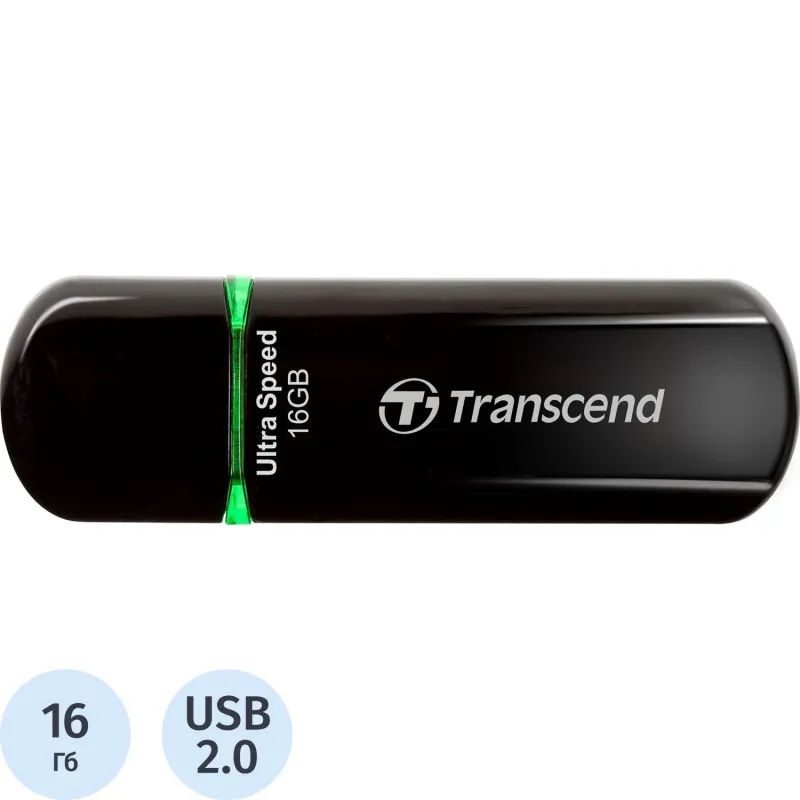 Флеш-память Transcend JetFlash 600, 16Gb, USB 2.0, чер, TS16GJF600
