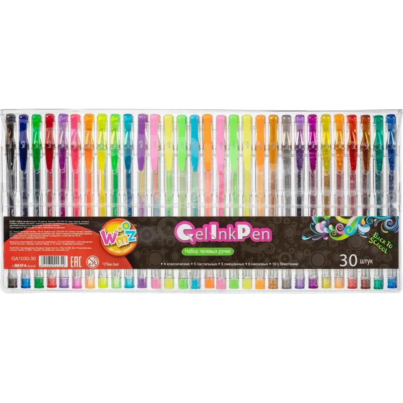 Набор гелевых ручек 30цв. класс/флуор/матов/смеш/блестк. 0,7мм GA1030-30