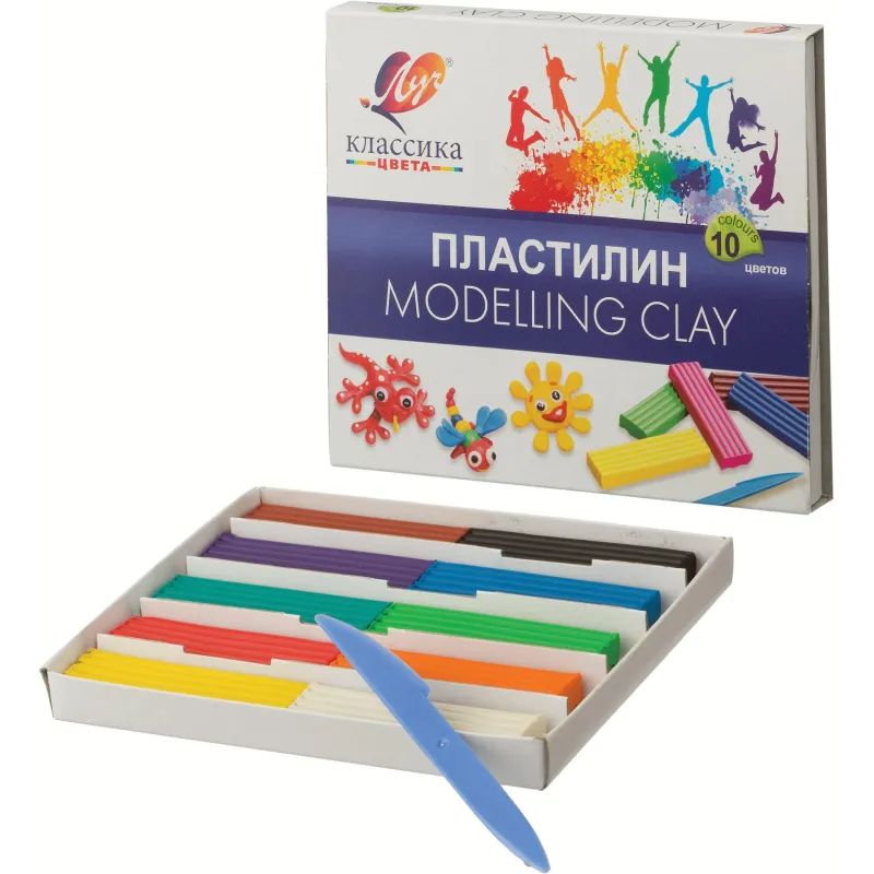 Пластилин классический Луч Классика 10 цв 200 гр со стеком