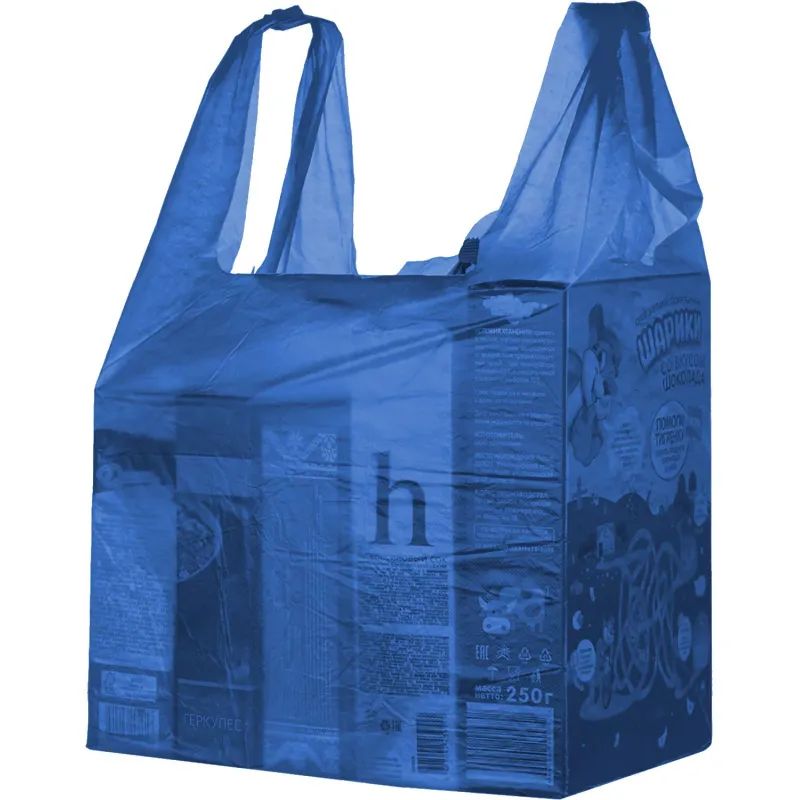 Пакет-майка ПНД 35+20х65 15мкм, 100шт./уп. цветной.