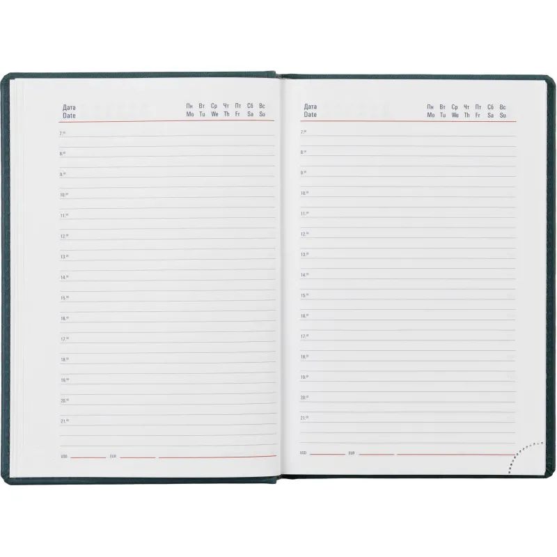 Ежедневник недатированный бирюзовый,А5,143х210мм,176л,ATTACHE Сиам