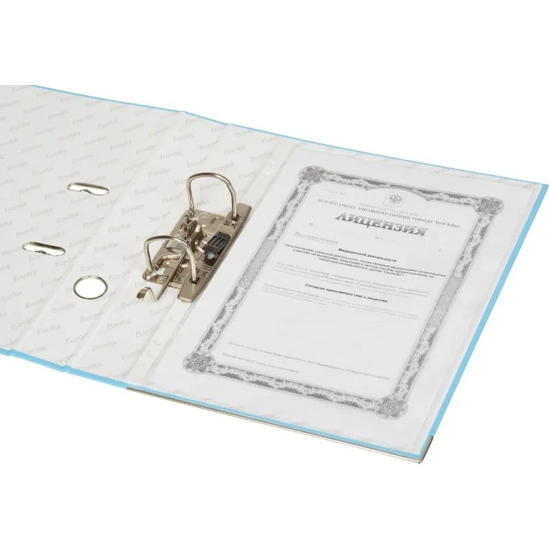 Папка-регистратор ECONOMY PLUS 50мм, голубой, ПБП1,карм.кор.,мет.уг