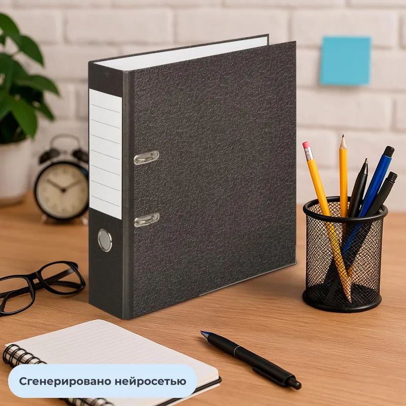 Папка-регистратор 80 мм, мрамор,бум./бум.,черный,мет.уг