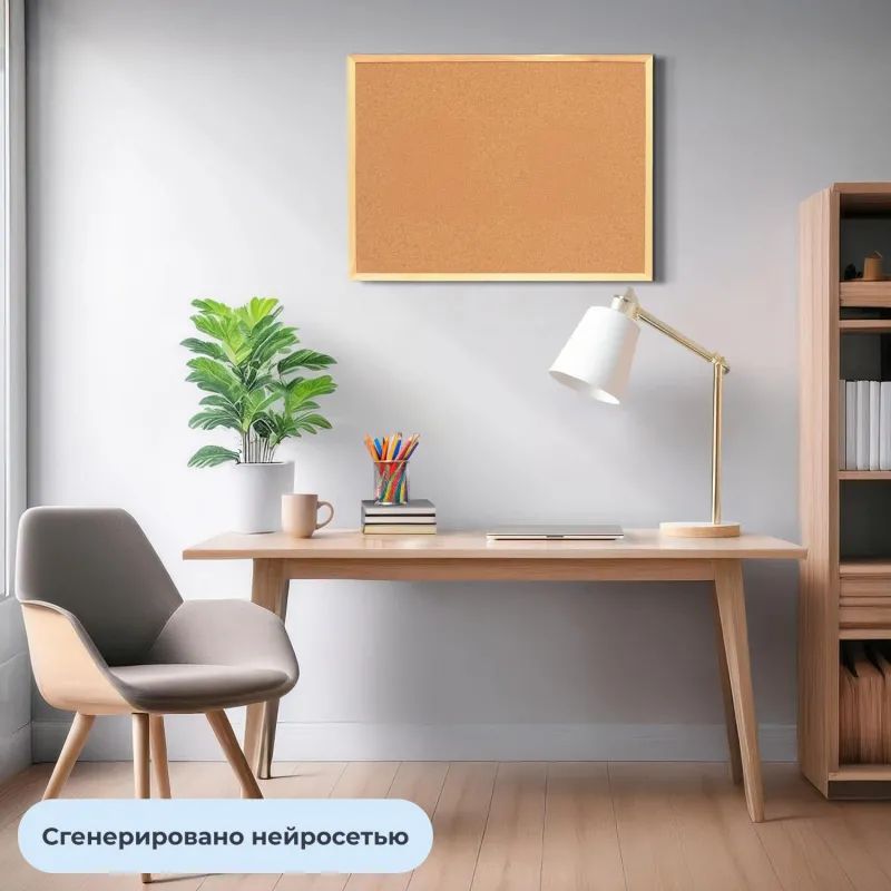 Доска пробковая 30х45 Attache Economy, деревян. рама, Россия