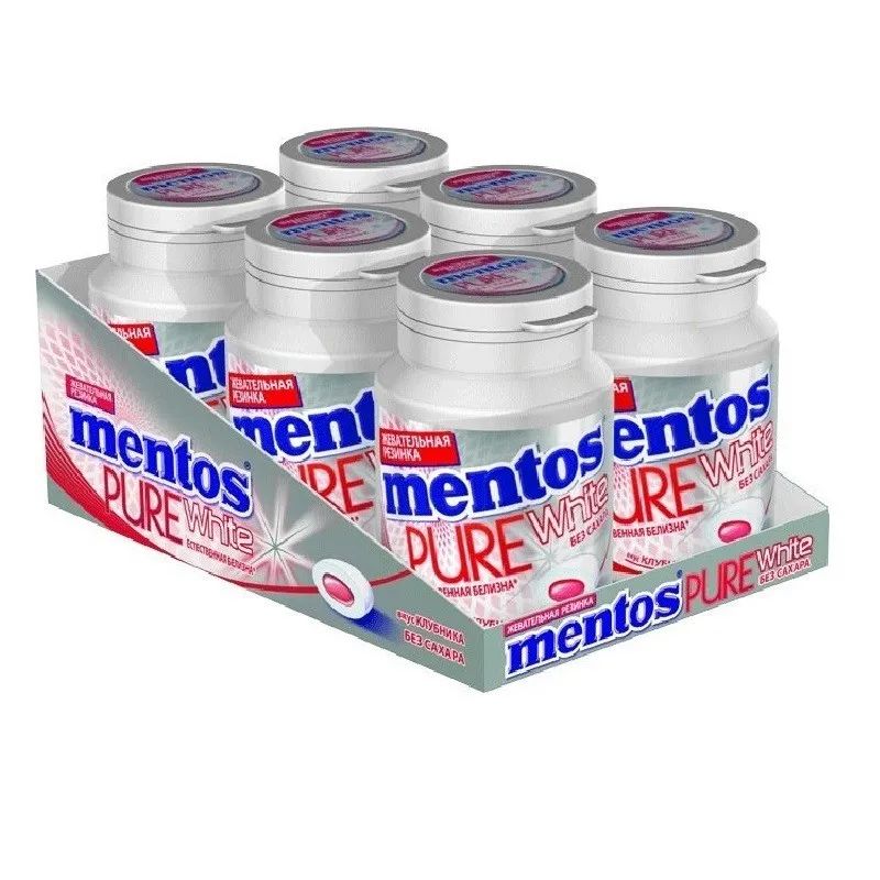 Жевательная резинка Mentos Pure White Клубника, 54г