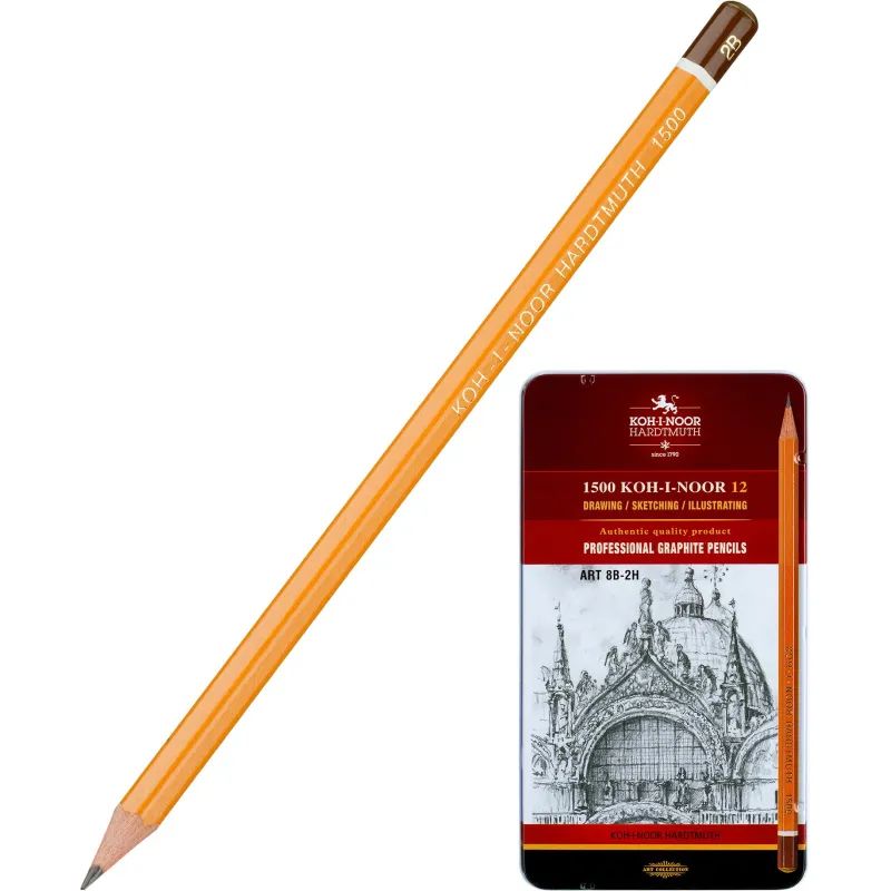 Набор карандашей черногр KOH-I-NOOR 1502/II 8B-2H 12шт./наб.,б/ласт, Чехия