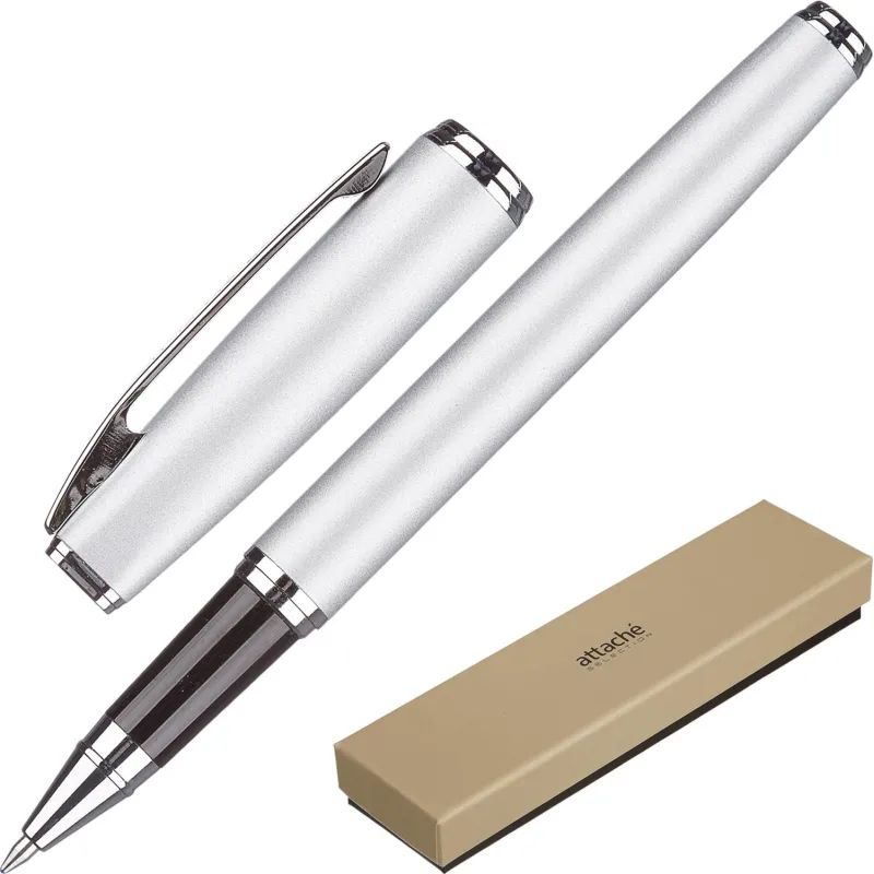 Ручка гелевая  Attache Selection Elegance,сереб.корп ,синий,футляр