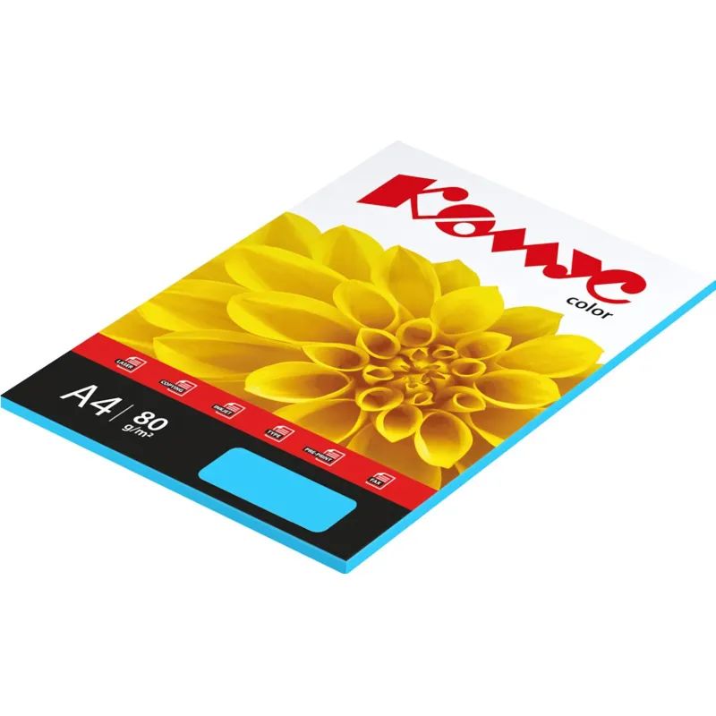 Бумага цветная Комус Color (голубой интенсив), 80г, А4, 50 л.