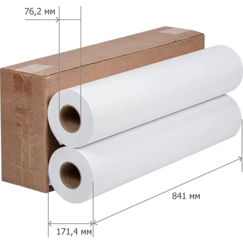 Бумага широкоформатная 80г 841x175 76.2мм [2рулона