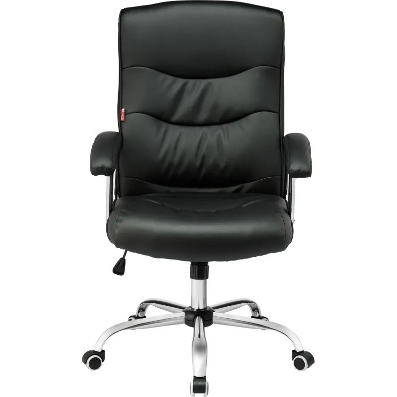 Кресло BN_Dt_EChair-550 TR рец.кожа черная, хром