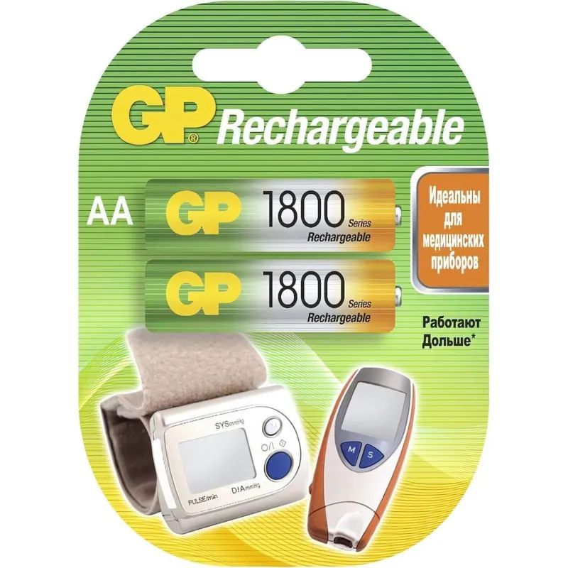 Аккумулятор GP 1800mAh АА 180AAHC-2DECRC2/ 180AAHCRGY-2CRC82 бл/2шт