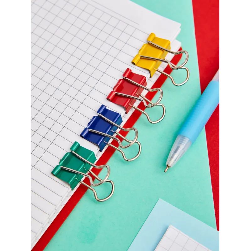 Зажимы для бумаг 19мм 12шт./уп. Комус цветные, картон