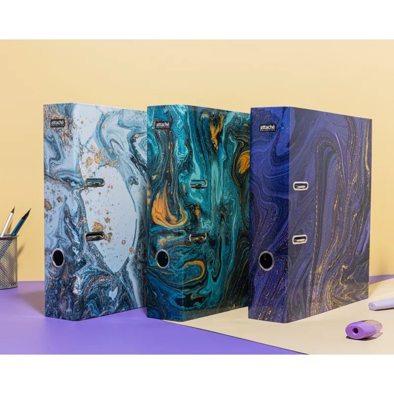 Папка-регистратор Attache Selection  Fluid, фиолетв.лам.карт./лам.бум.,75мм