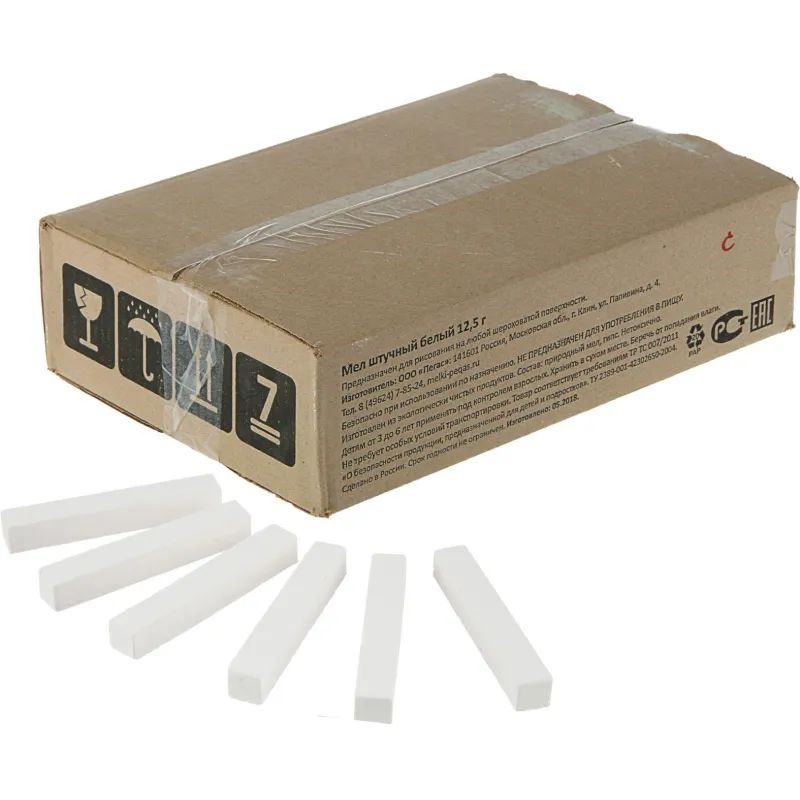 Мел школьный белый 400 шт., Пегас