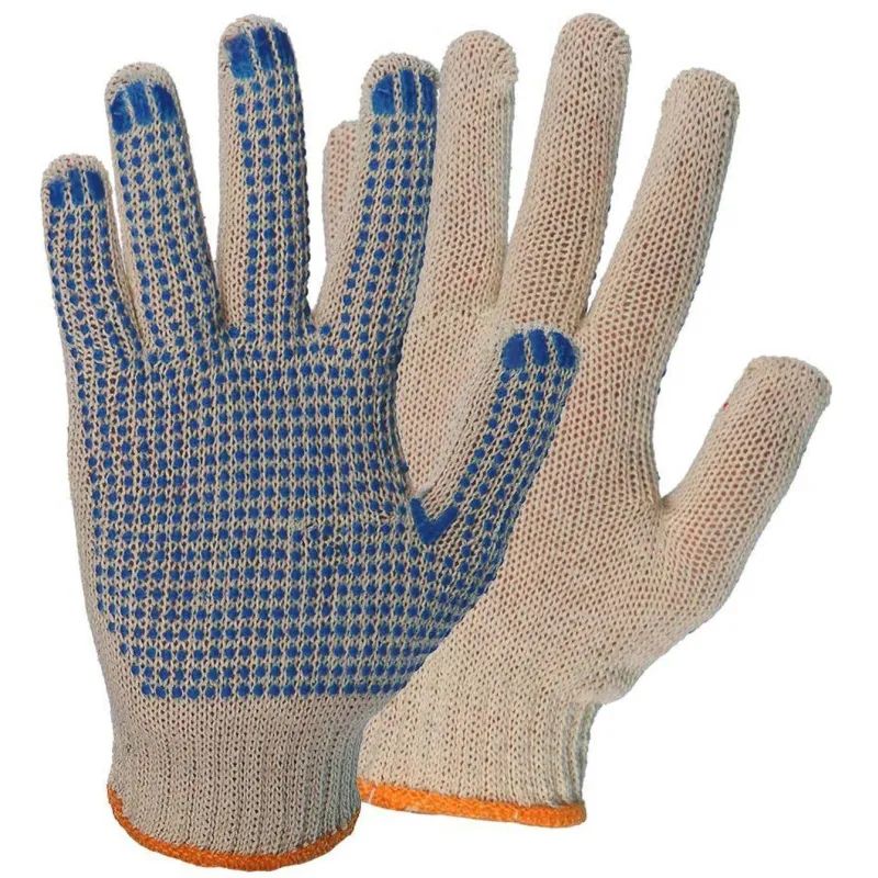 Перчатки защитные трикотажные с ПВХ Точка 5 нитей 10 класс белые 10пар/уп