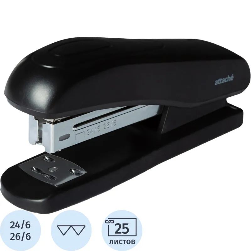 Степлер Attache Economy до 25 листов,24/6, 26/6, пластиковый корпус, черный