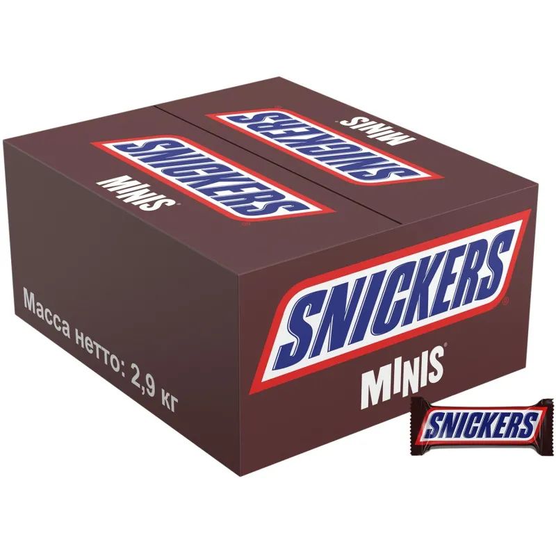 Шоколадный батончик Snickers Minis с карамелью, арахисом и нугой, 2,9кг