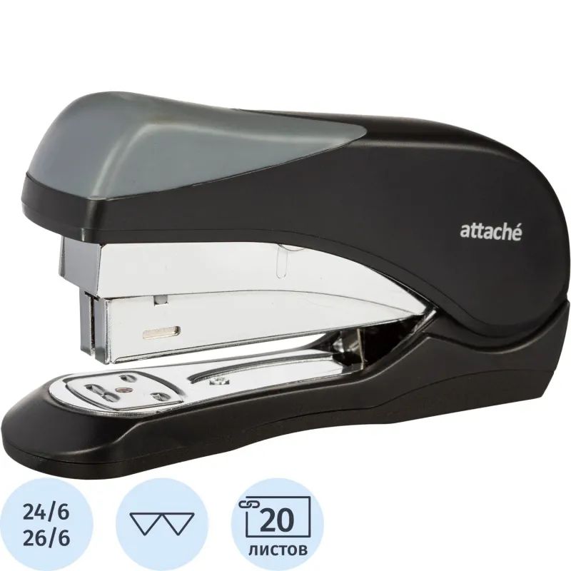 Степлер Attache Expert (№24/6,26/6) до 20 лис,энергосберегающий,черн/сер