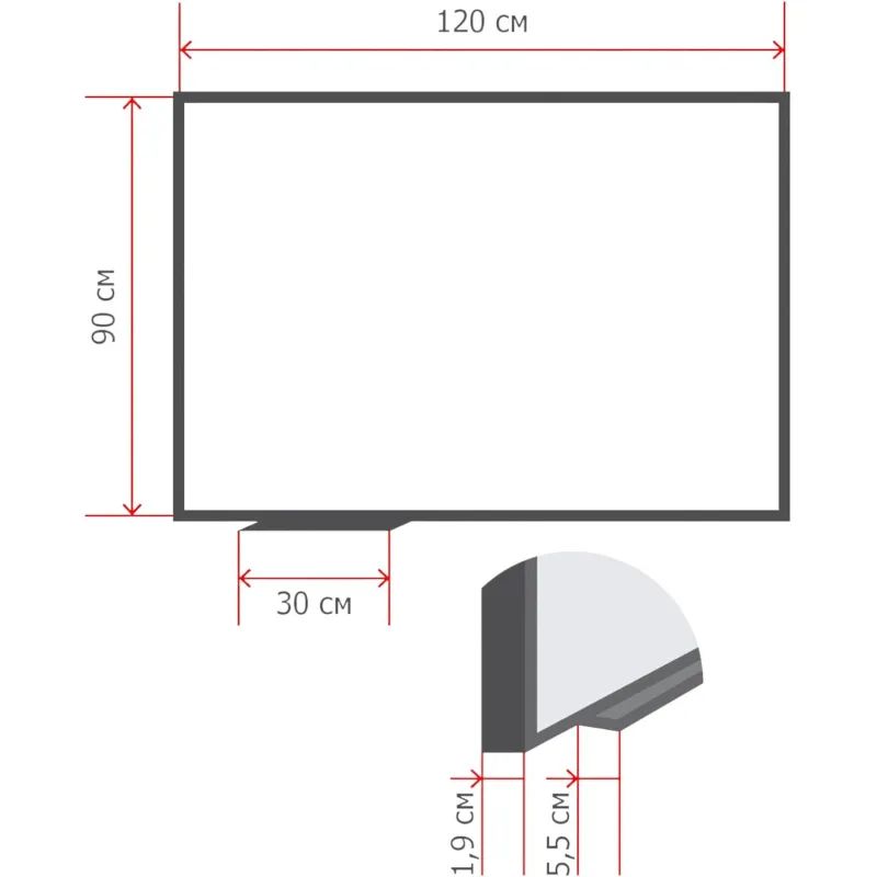 Доска магнитно-маркерная 1-элементная 90х120 (Мет.Проф., Стапь) Ф-90