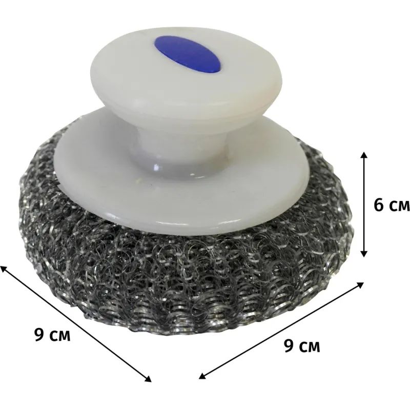 Губка-мочалка мет.с ручк.,плет.,оцинк., д.9 см (7745)
