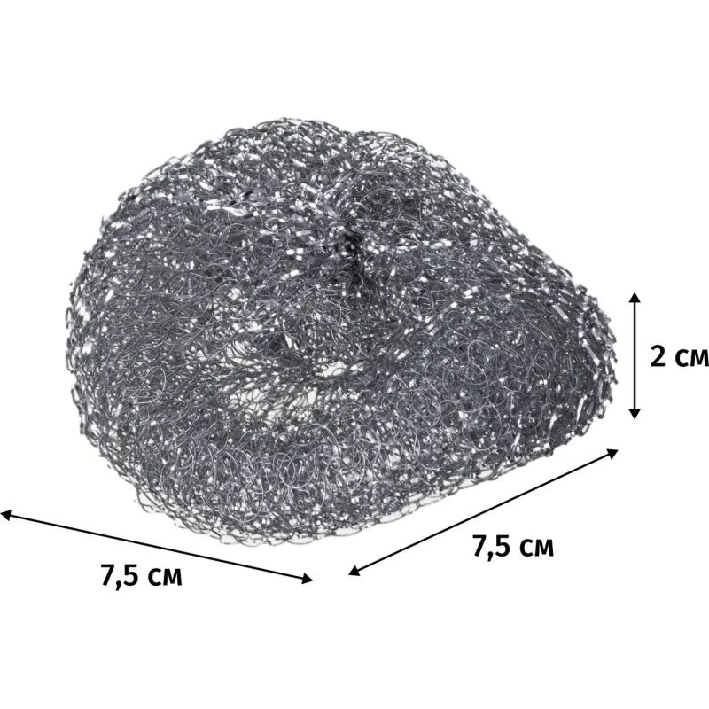 Губка-мочалка металлическая средняя D=7,5 см. вес=14гр. 3шт./уп. PACLAN