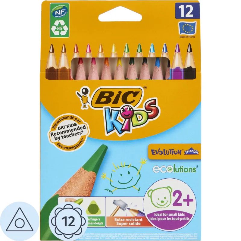 Карандаши цветные 12цв 3-гран BIC Evolution 829735